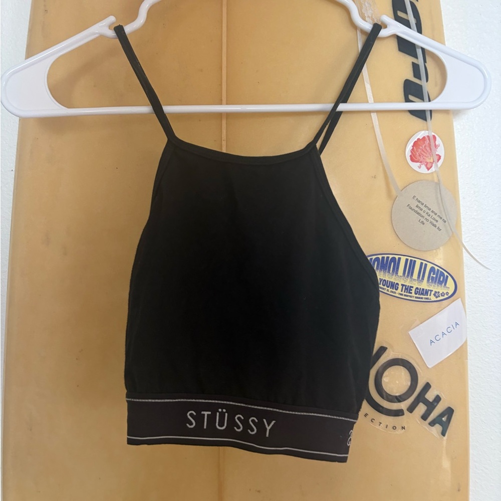 Stussy Black Bralette with Logo Band